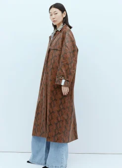 Double Layer Faux Snakeskin Embossed Coat>Rokh
