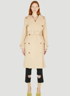 Double-Breasted Collarless Trench Coat>Burberry Sale