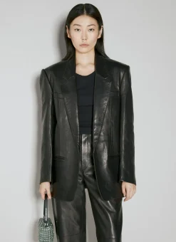 Drapey Oversized Leather Blazer>Alexander Wang Clearance