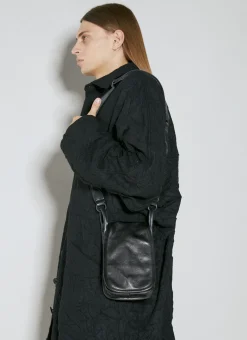 Men Yohji Yamamoto Crossbody Bags^Drum Leather Flap Mini Shoulder Bag