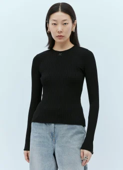 Elastic Wrists Rib Knit Sweater><noscript><img width=