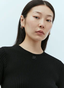 Elastic Wrists Rib Knit Sweater><noscript><img width=