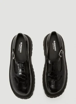 Embossed Leather Mary Jane Shoes>Burberry Hot
