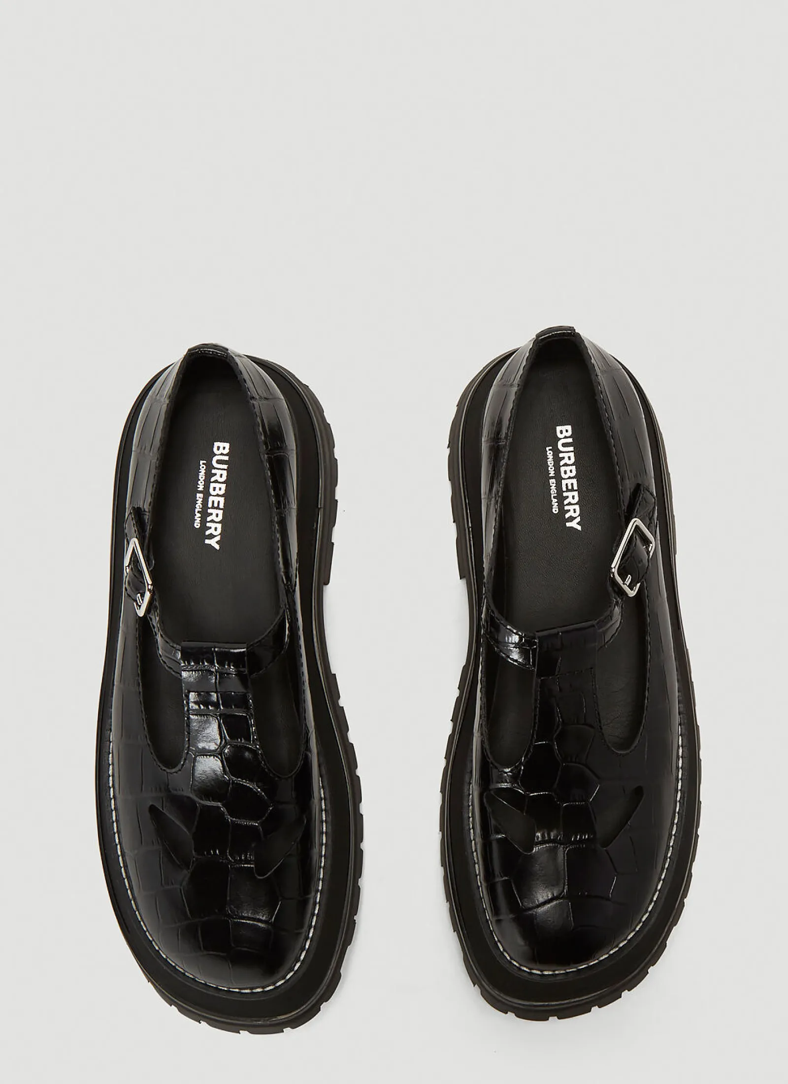 Embossed Leather Mary Jane Shoes>Burberry Hot
