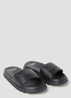 Embossed Logo Leather Slides>Marc Jacobs Online