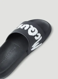 Men Alexander McQueen Slides^Embossed Logo Print Slides