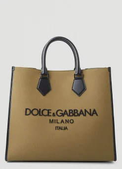 Men Dolce & Gabbana Tote Bags^Embroidered Logo Tote Bag