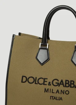 Men Dolce & Gabbana Tote Bags^Embroidered Logo Tote Bag