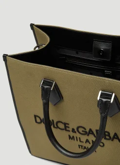 Men Dolce & Gabbana Tote Bags^Embroidered Logo Tote Bag