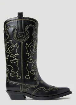 Embroidered Western Boots>GANNI Online