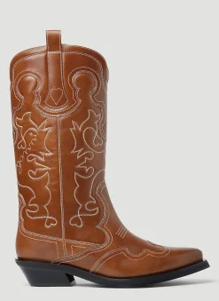 Embroidered Western Boots>GANNI Outlet