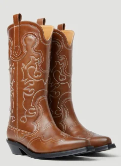 Embroidered Western Boots>GANNI Outlet