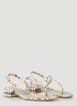 Emily Low Heel Vintage Check Sandals>Burberry Clearance