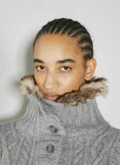 Faux Fur Cable Sweater>Guess USA Hot