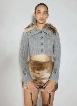 Faux Fur Cable Sweater>Guess USA Hot