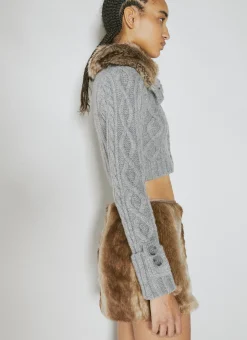 Faux Fur Cable Sweater></noscript>Guess USA Hot