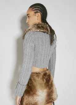 Faux Fur Cable Sweater></noscript>Guess USA Hot