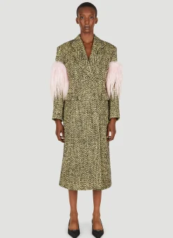 Faux Fur Herringbone Coat>Prada Sale