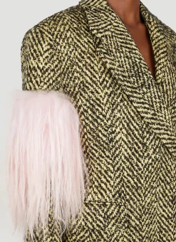 Faux Fur Herringbone Coat><noscript><img width=