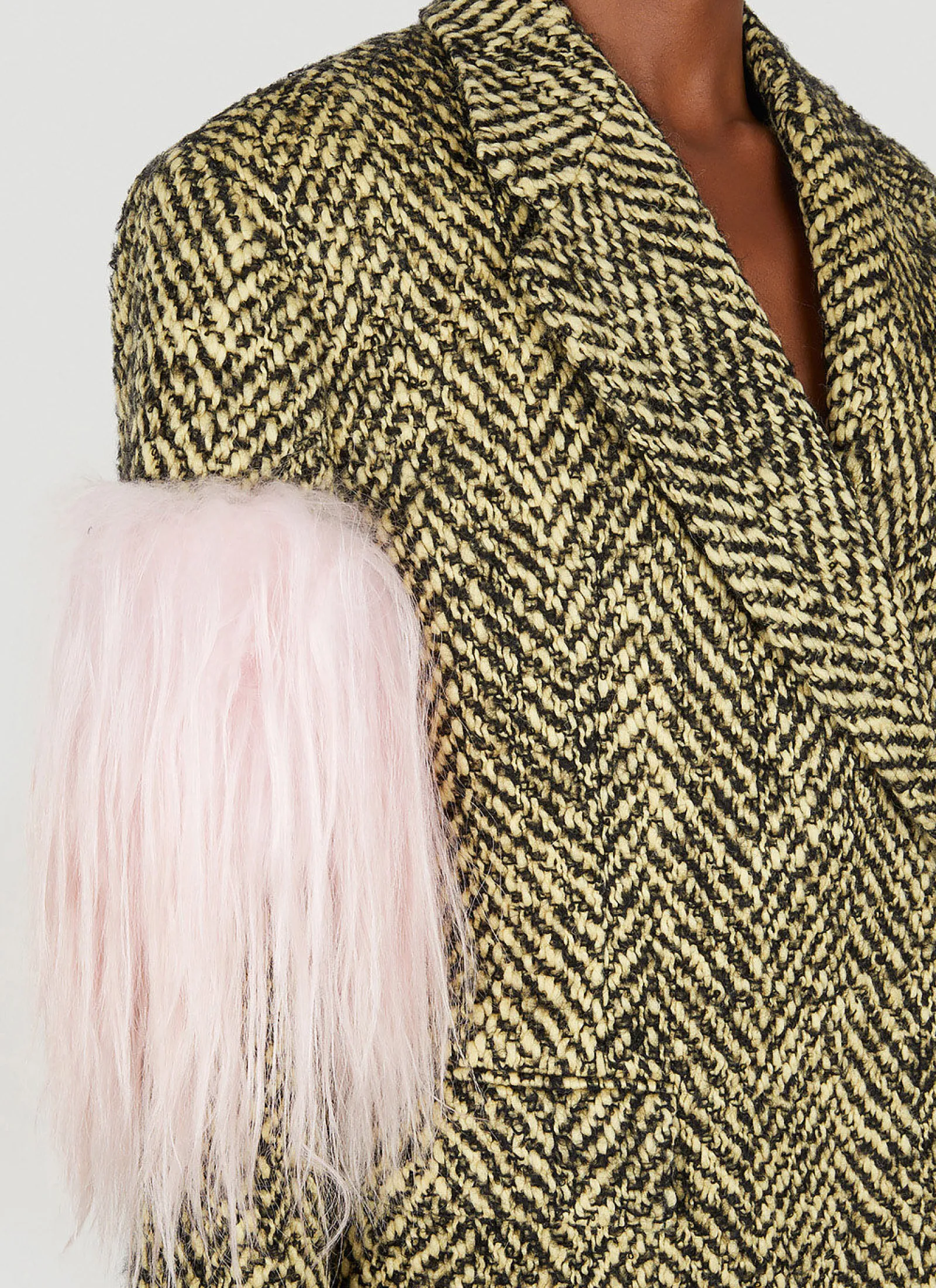 Faux Fur Herringbone Coat>Prada Sale