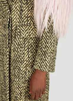 Faux Fur Herringbone Coat><noscript><img width=