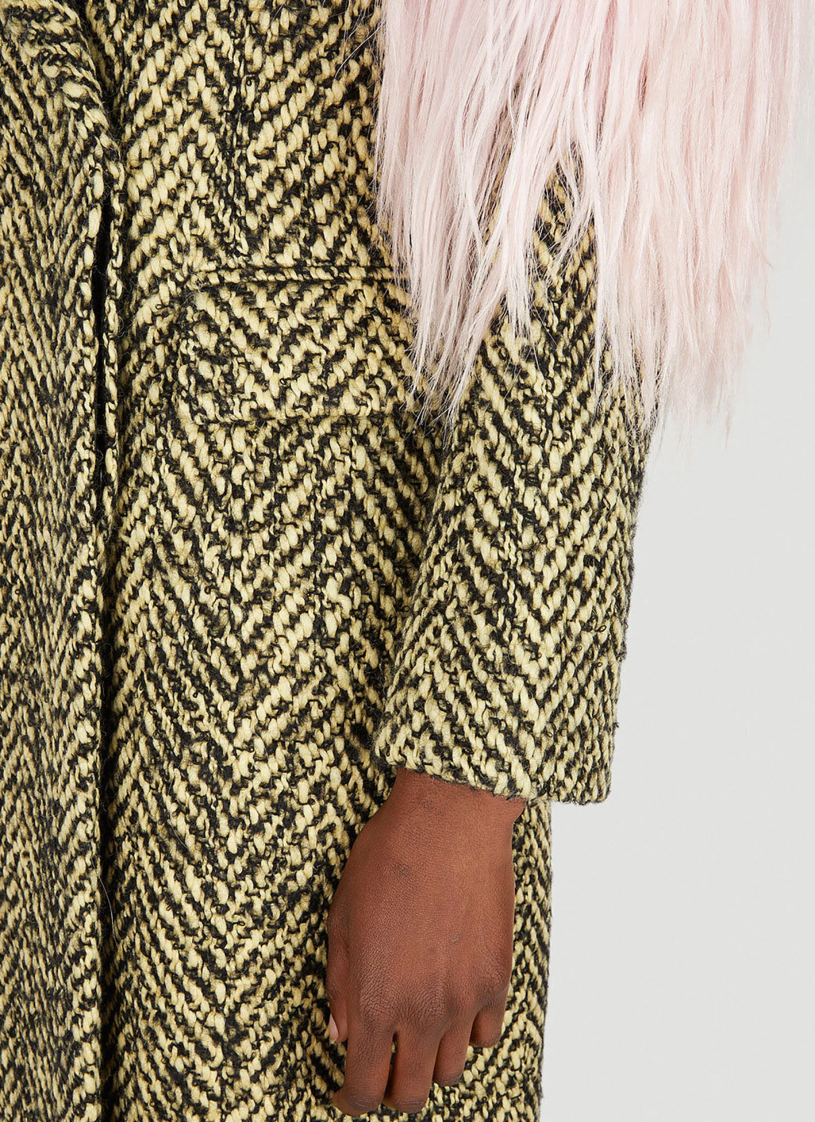 Faux Fur Herringbone Coat>Prada Sale