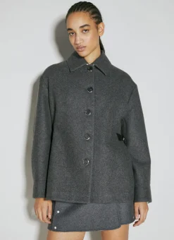 Felt Wool-Blend Jacket><noscript><img width=