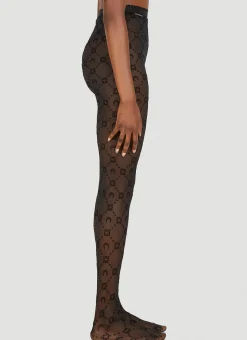 Flocked Mesh Leggings><noscript><img width=