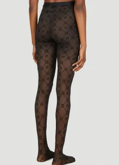 Flocked Mesh Leggings><noscript><img width=