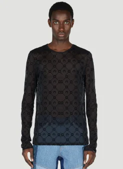 Men Marine Serre Tops^Flocked Mesh Top