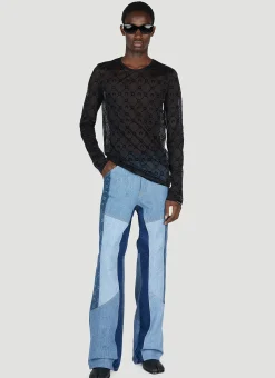 Men Marine Serre Tops^Flocked Mesh Top