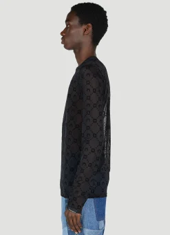 Men Marine Serre Tops^Flocked Mesh Top