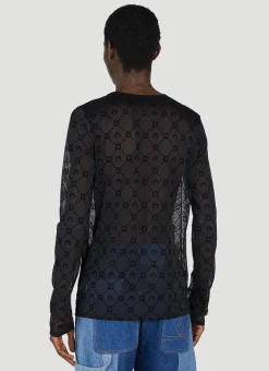 Men Marine Serre Tops^Flocked Mesh Top