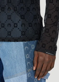 Men Marine Serre Tops^Flocked Mesh Top