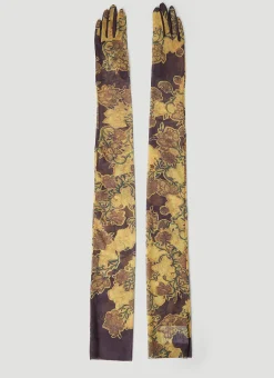 Men Dries Van Noten Gloves^Floral Mesh Gloves