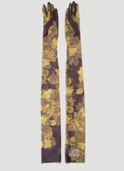 Men Dries Van Noten Gloves^Floral Mesh Gloves