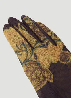 Men Dries Van Noten Gloves^Floral Mesh Gloves
