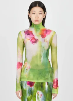 Floral Print Mesh Top>Acne Studios Outlet