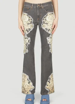 Floral Printed Flared Jeans>Guess USA New