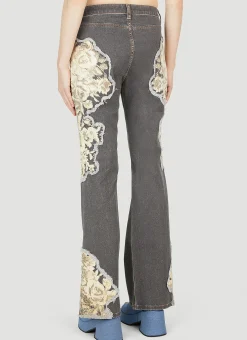 Floral Printed Flared Jeans><noscript><img width=