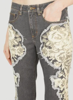 Floral Printed Flared Jeans><noscript><img width=
