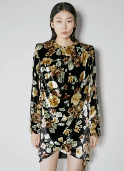 Floral Velvet Dress>Saint Laurent Clearance