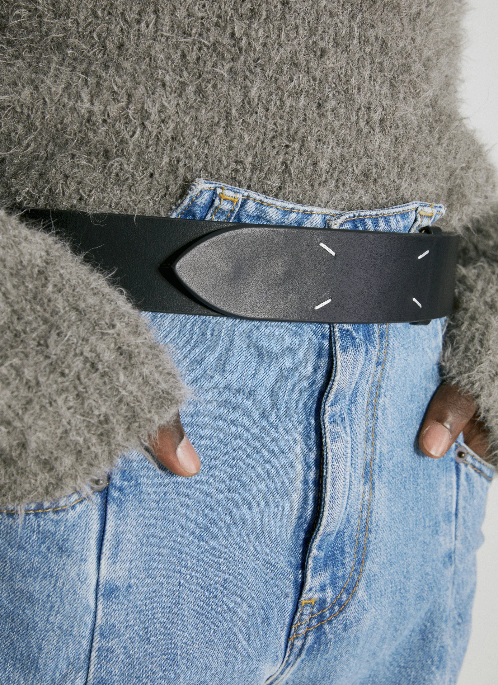 Men Maison Margiela Belts^Four Stitches Leather Belt