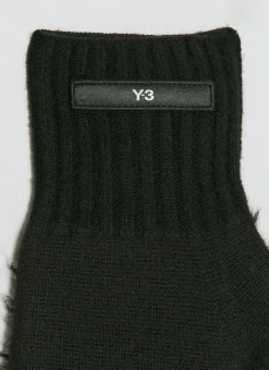 Men Y-3 Gloves^Fuzzy Logo Gloves