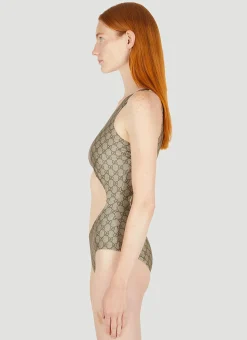 Gg Asymmetric Cut-Out Swimsuit><noscript><img width=