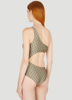 Gg Asymmetric Cut-Out Swimsuit><noscript><img width=