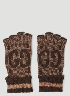 Men Gucci Gloves^Gg Jacquard Fingerless Gloves