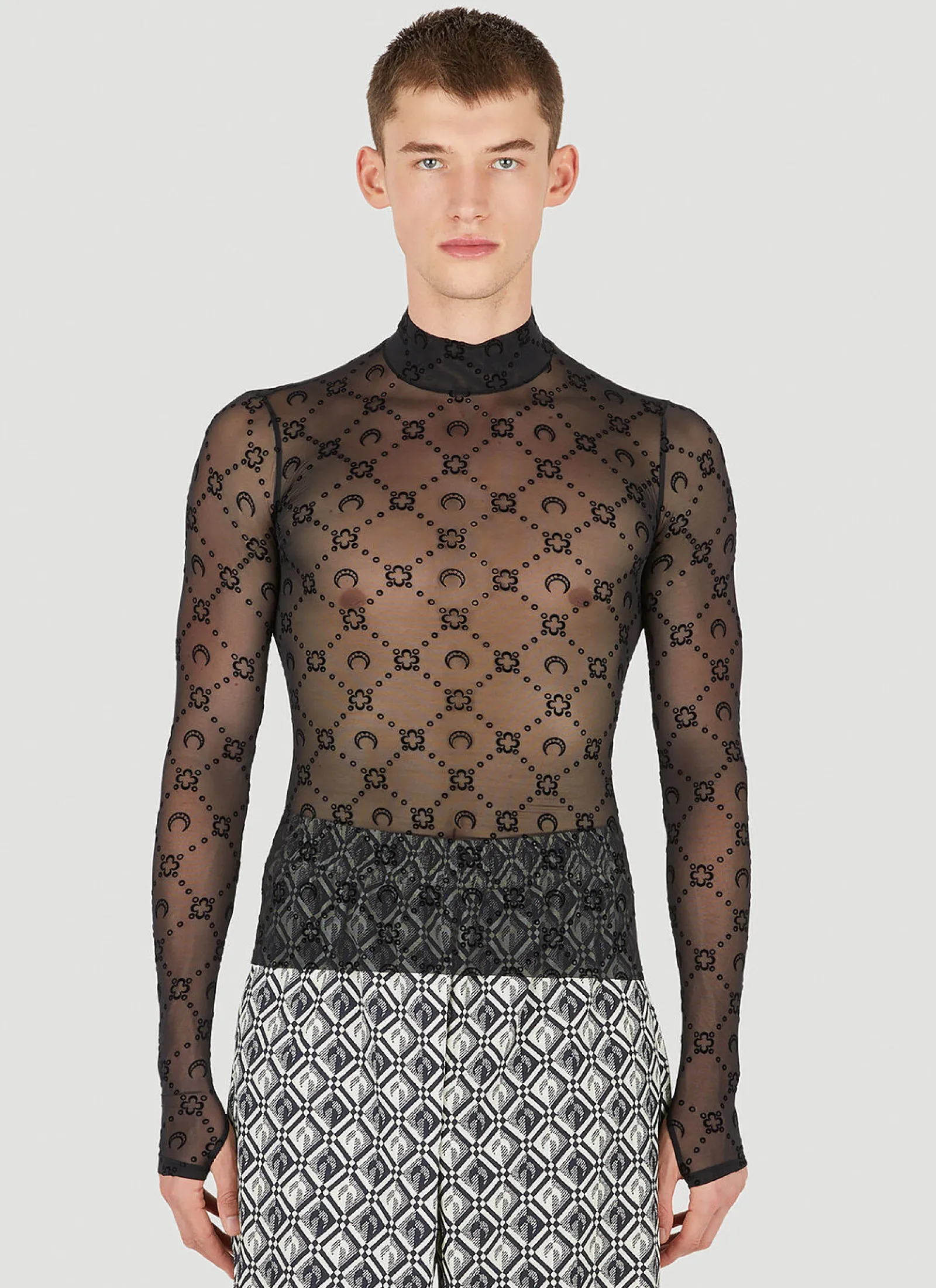 Men Marine Serre Tops^Graphic Moon Motif Long Sleeve Top