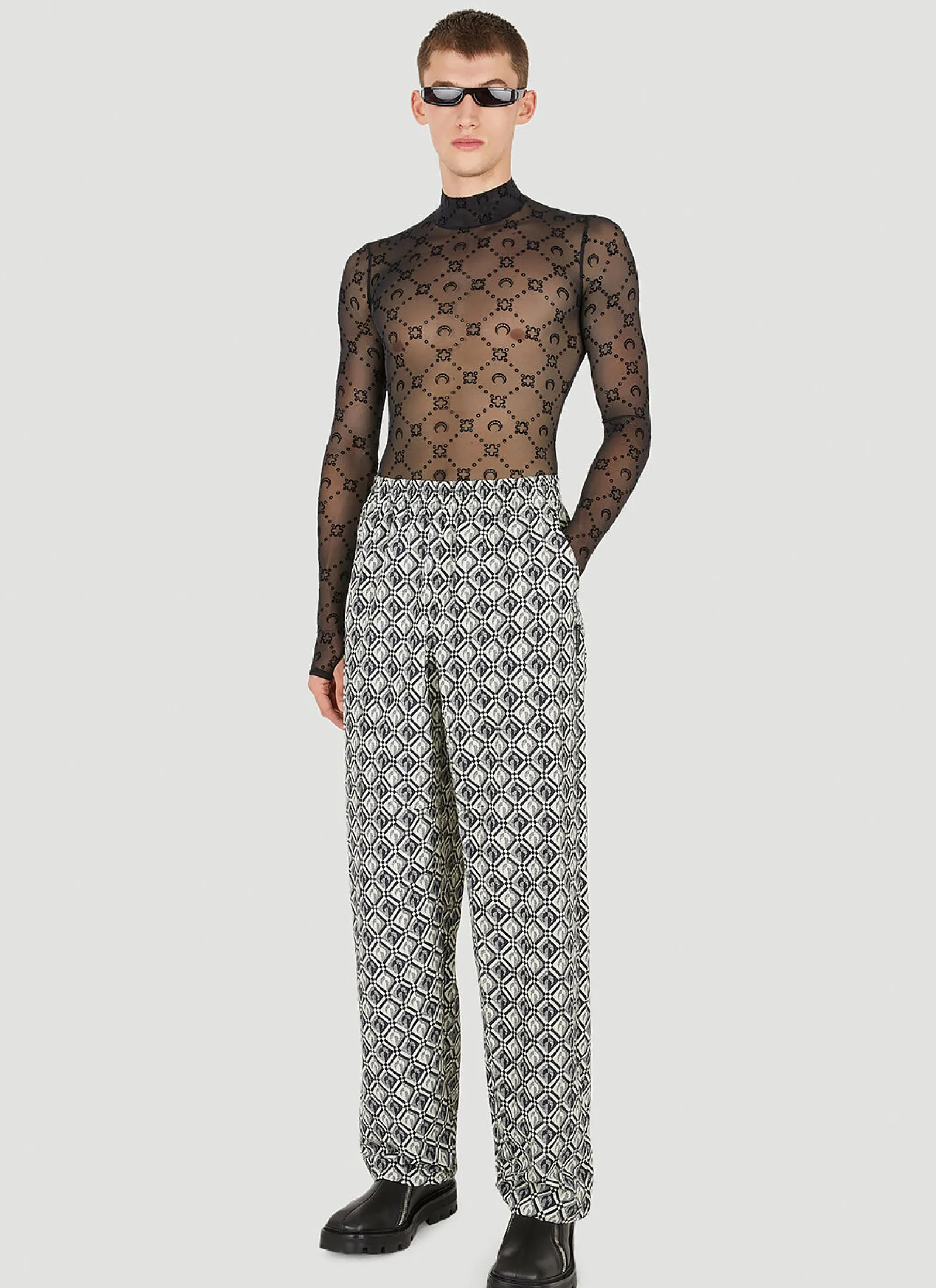 Men Marine Serre Tops^Graphic Moon Motif Long Sleeve Top