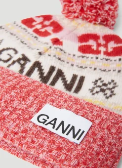 Men GANNI Hats^Graphic Motif Beanie Hat